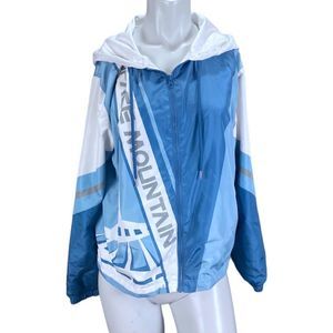 Disney Parks Space Mountain Windbreaker Jacket Blue Full Zip Hooded Women Medium